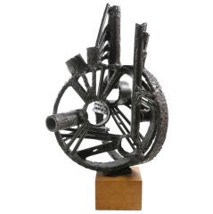 Modernist Patinated Steel Sculpture