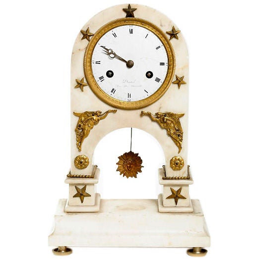 Directoire Period Carrara Marble Clock