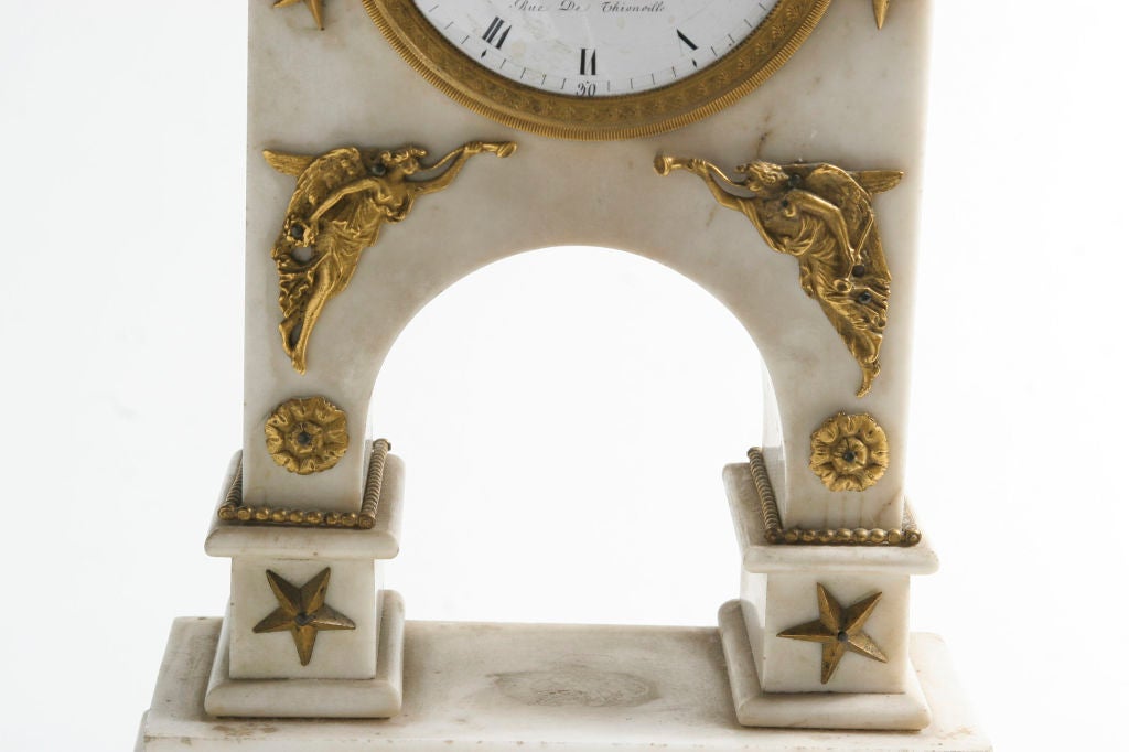 French Directoire Period Carrara Marble Clock