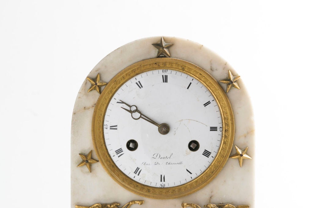 19th Century Directoire Period Carrara Marble Clock