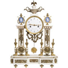 Rare Louis XVI Period White Marble Mantle Clock