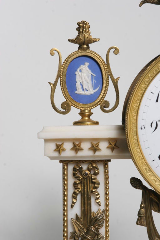 Rare Louis XVI Period White Marble Mantle Clock