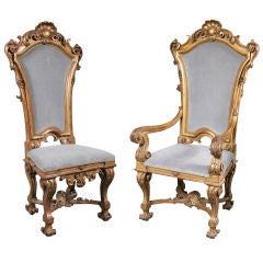 Important Set of 14 Baroque Style Dining Chairs