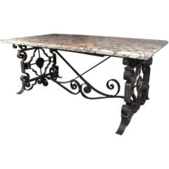 Important Wrought Iron Table in the Manner of Poillerat