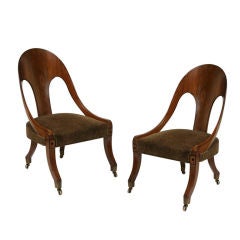 Pair of Walnut Neoclassical Spoonback Chairs