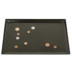 Vintage Mid-Century Bakelite Tray Inlaid With Coins