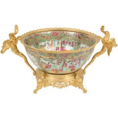 Gilt-Bronze Mounted Famille Rose Porcelain Bowl