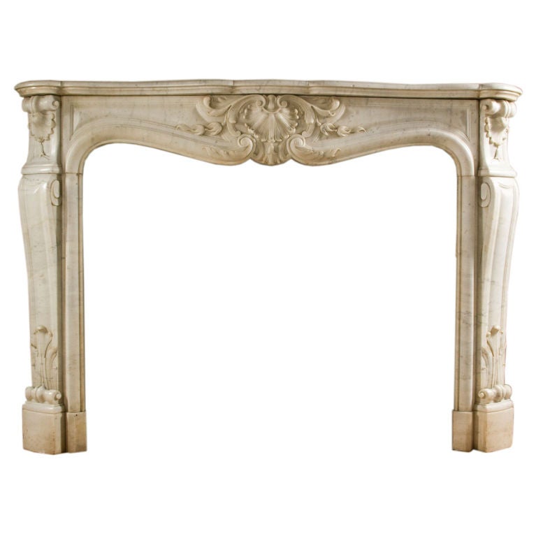 Régence Style White Carrara Marble Fireplace