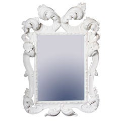 Carved Wood Painted Mirror Carved Wood Painted Mirror