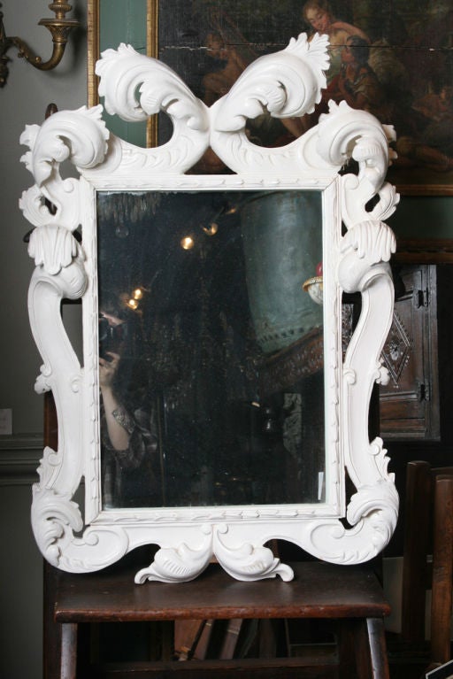 Carved Wood Painted Mirror