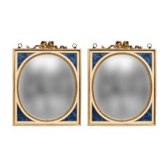 Large Pair of Gilt Painted and Carved Wood Mirrors