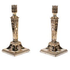 Fine Pair of George III Old Sheffield Plate Candlesticks
