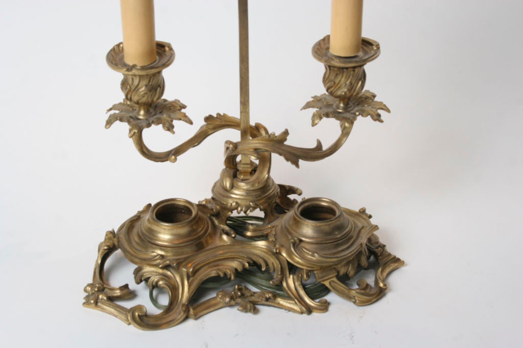 Finely Cast Louis XV Gilt Bronze Candlestick Lamp For Sale 2
