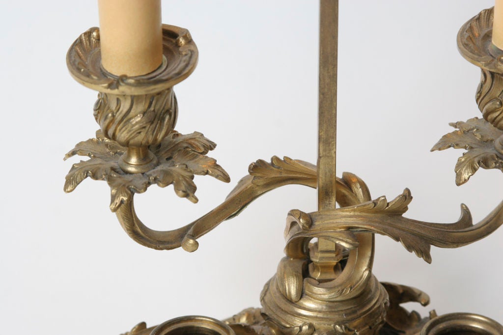 Finely Cast Louis XV Gilt Bronze Candlestick Lamp For Sale 3