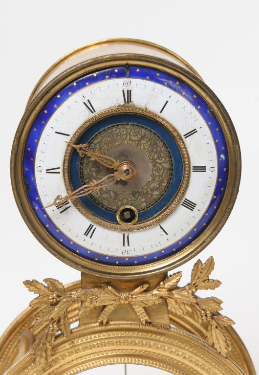 French Rare Louis XVI Period Enamel and Gilt Bronze Clock For Sale