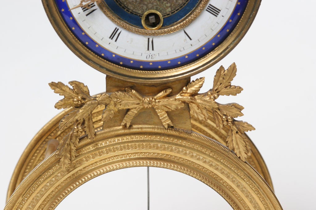 Rare Louis XVI Period Enamel and Gilt Bronze Clock In Good Condition For Sale In Montreal, QC