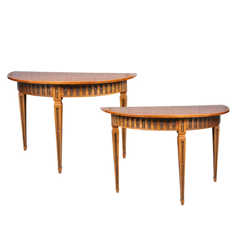 Beautiful Pair of Solid Olivewood Console Tables