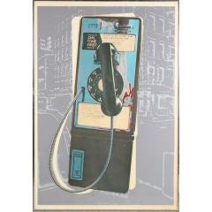 Vintage Silkscreen by John Loring "Payphone, Soho, NYC"