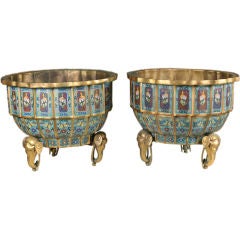 Pair of Exceptional Large Cloisonné Jardinières