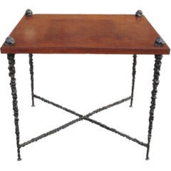 Giacometti Style Bronze & Leather Table