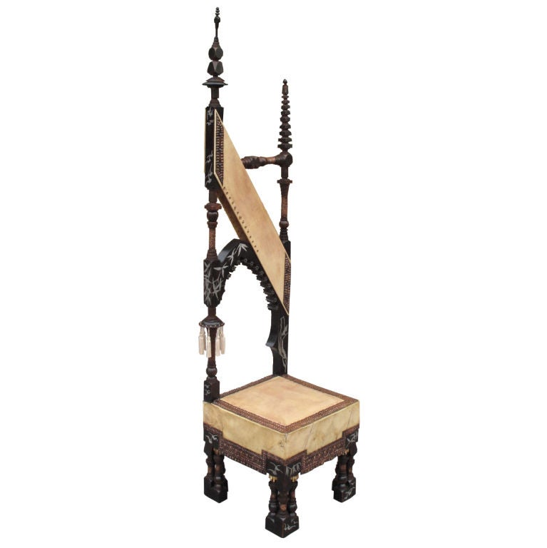 Carlo Bugatti Walnut High Back Mosque Chair