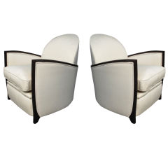 Pair of Art Deco Upholstered Walnut Armchairs