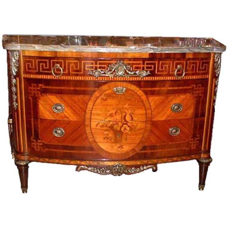Louis XV-XVI Style Marquetry Commode