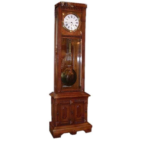 American Eastlake Oak Regulator Clock by Gilbert For Sale