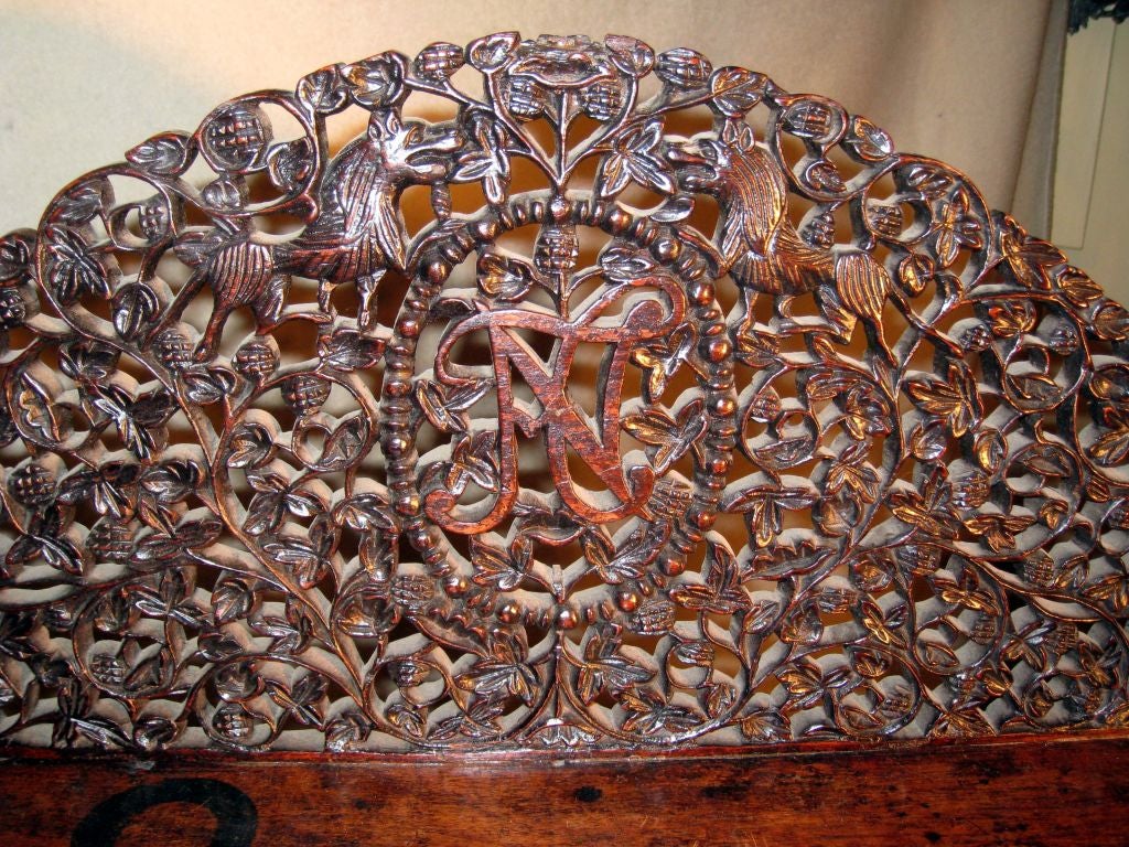 19th Century Anglo-Indian Carved Teak Davenport
