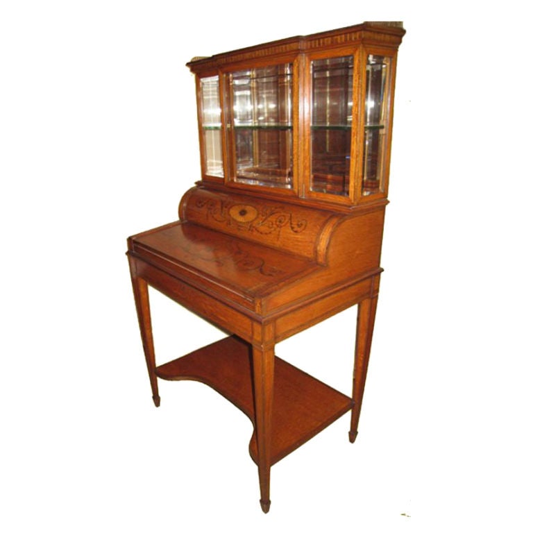 Edwardian Satinwood  Bonheur du Jour by Edwards & Roberts For Sale