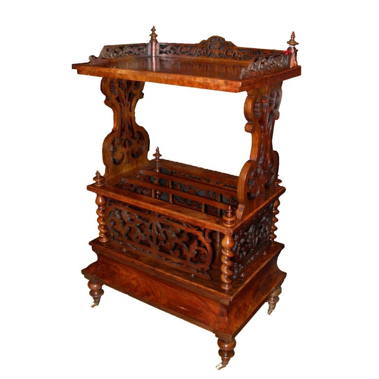 Victorian  Circassian Walnut Canterbury  For Sale