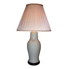 Large Celadon Ceramic Vase Mounted as Lamp