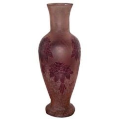 Art Nouveau Acid Etched Cameo Glass Vase Signed Legras 4