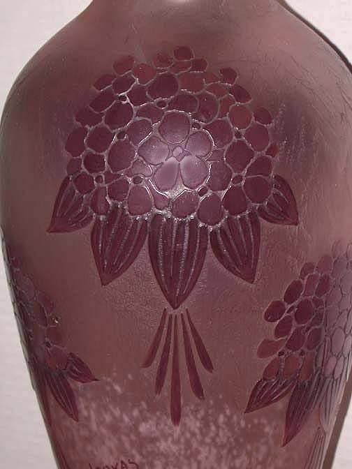 Art Deco French Art Nouveau Cameo Glass Vase, Signed Legras