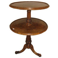 Victorian Two-Tier Figured Walnut Dumb Waiter Antique Victorian Two-Tier Figured Walnut Dumb Waiter