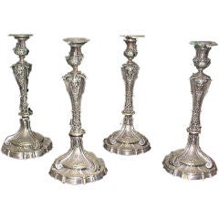 Four Silver Plate Candlesticks