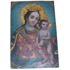 Cuzco School Portrait of Madonna and Child