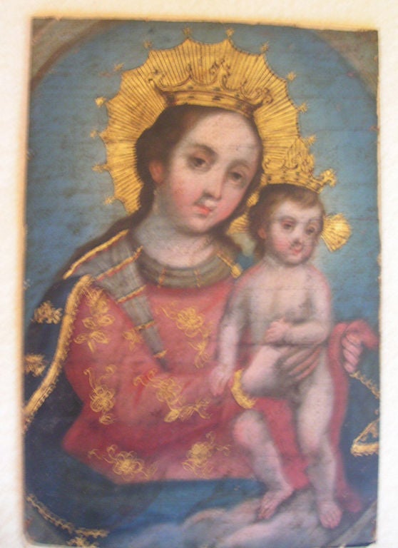Cuzco School Portrait of Madonna and Child