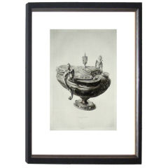 Chic French Etching Of Objet From The Louvre