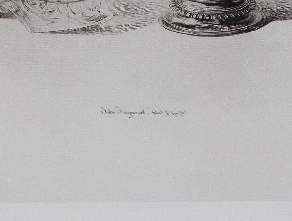 FRENCH  ETCHING   16TH C CRYSTAL SKULL AND JADE VASE