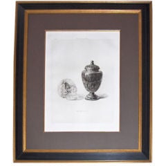 FRENCH  ETCHING   16TH C CRYSTAL SKULL AND JADE VASE