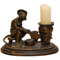 Bronze Monkey Candleholder