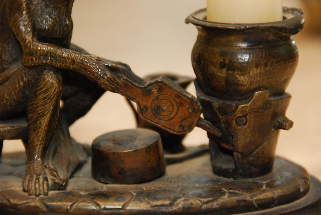 Bronze Monkey Candleholder