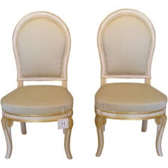 Set of Six Continental Painted and Parcel-Gilt Dining Chairs