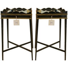 Pair of Ebonized and Parcel-Gilt Side Tables