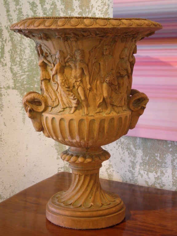20th Century Pair of Terracotta Neoclassical Style Urns