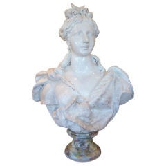 Glazed Terra Cotta Bust of Woman Personifying Diana