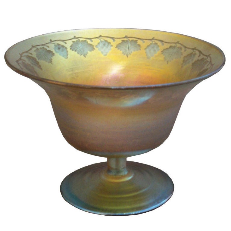 Tiffany Favrile Glass Compote