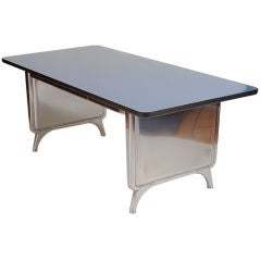 Vintage Polished Steel Library Table by All Steel