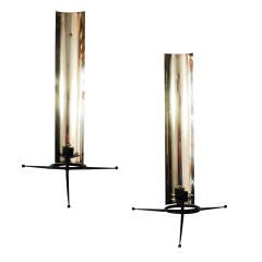 Pair of Brass and Iron Candle Sconces by Tony Paul